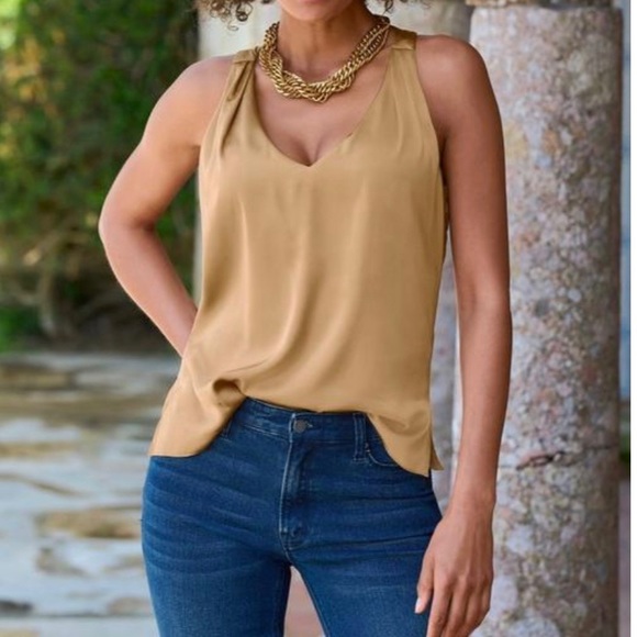 BOSTON PROPER | NIKKI | SLEEVELESS V-NECK BLOUSE | SUNSHINE YELLOW | SZ 18 | - Picture 3 of 12